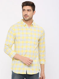 SPYKAR Slim Fit Tartan Checks Opaque Checked Cotton Casual Shirt