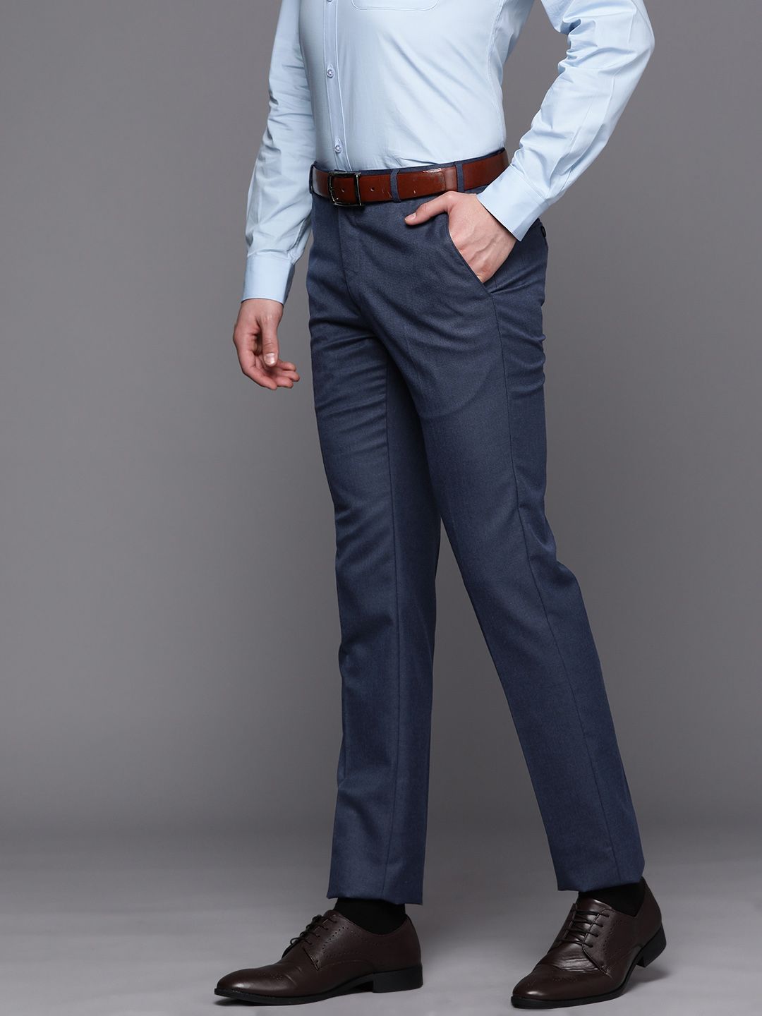 Raymond Men Solid Slim Fit Trousers