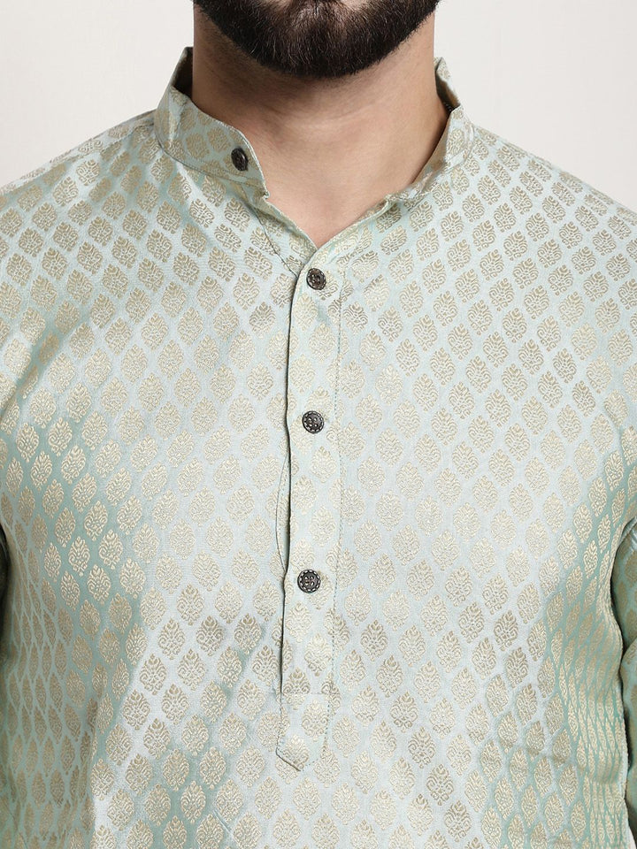 SOJANYA Ethnic Motifs Woven Design Band Collar Straight Kurta