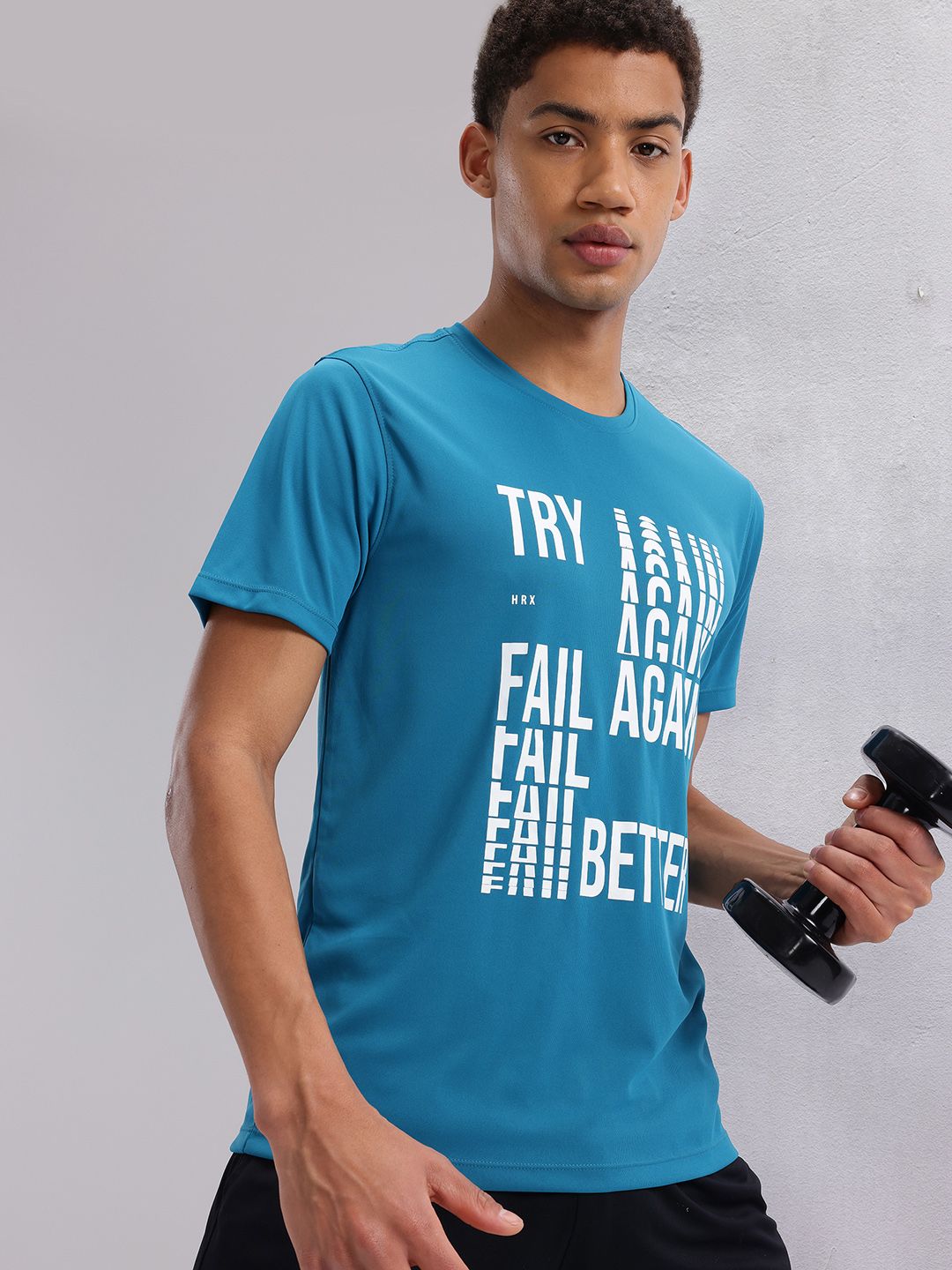 HRX by Hrithik Roshan Typography Print Rapid-Dry Training T-shirt
