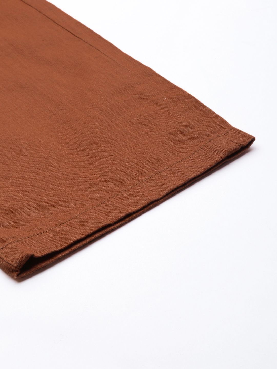 The Indian Garage Co Men Brown Slim Fit Linen Blend Trousers