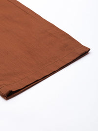 The Indian Garage Co Men Brown Slim Fit Linen Blend Trousers
