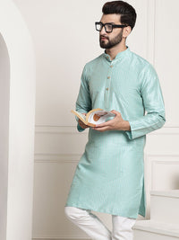 SOJANYA Men Sea Green & Golden Embellished Kurta