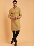 SOJANYA Mandarin Collar Ethnic Motifs Printed Cotton Linen Kurta