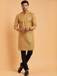 SOJANYA Mandarin Collar Ethnic Motifs Printed Cotton Linen Kurta