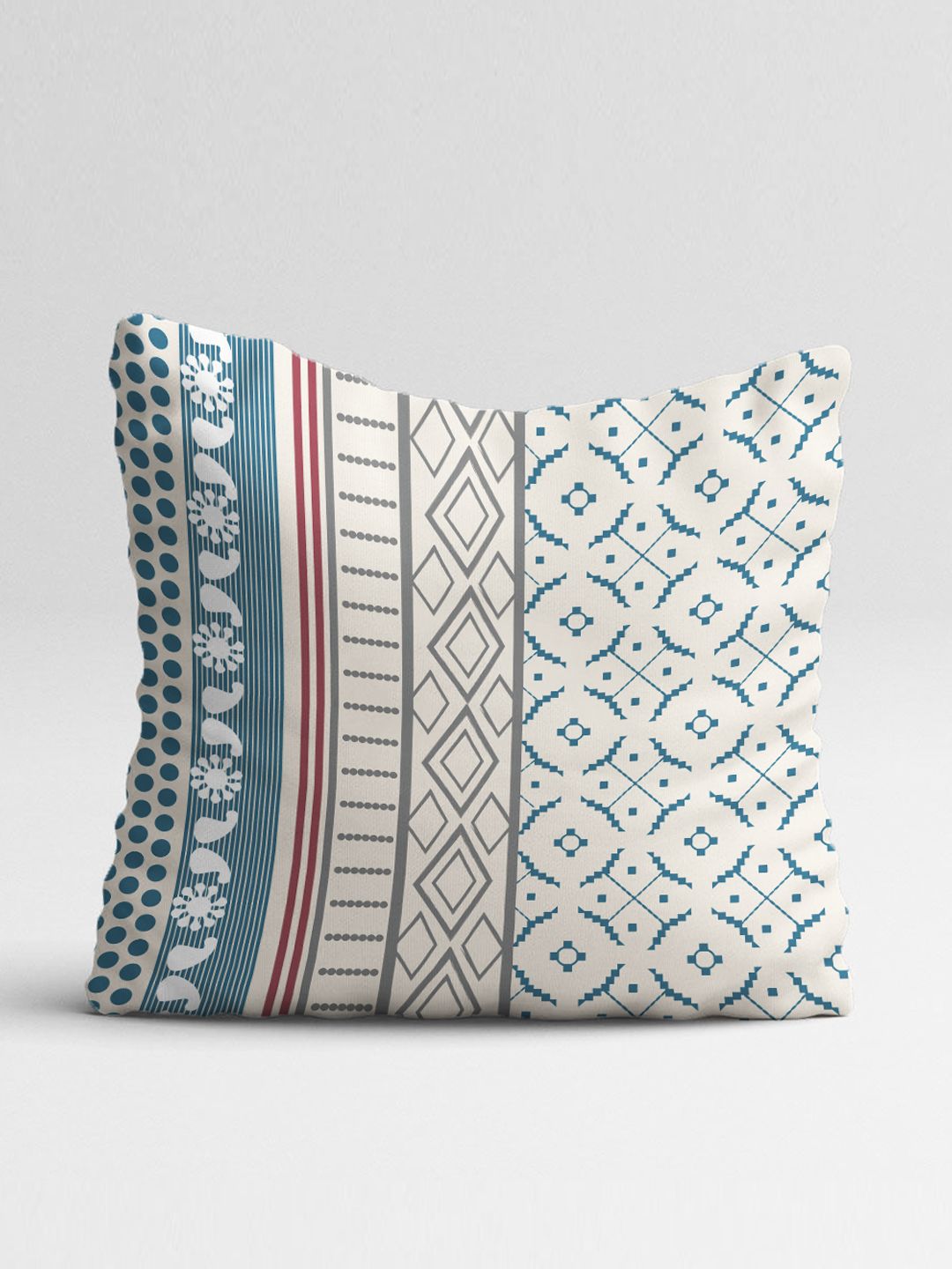 STITCHNEST Pink & Off-White Set of 5 Aztec Printed Square Cushion Covers