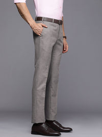 Raymond Men Grey Striped Slim Fit Formal Trousers