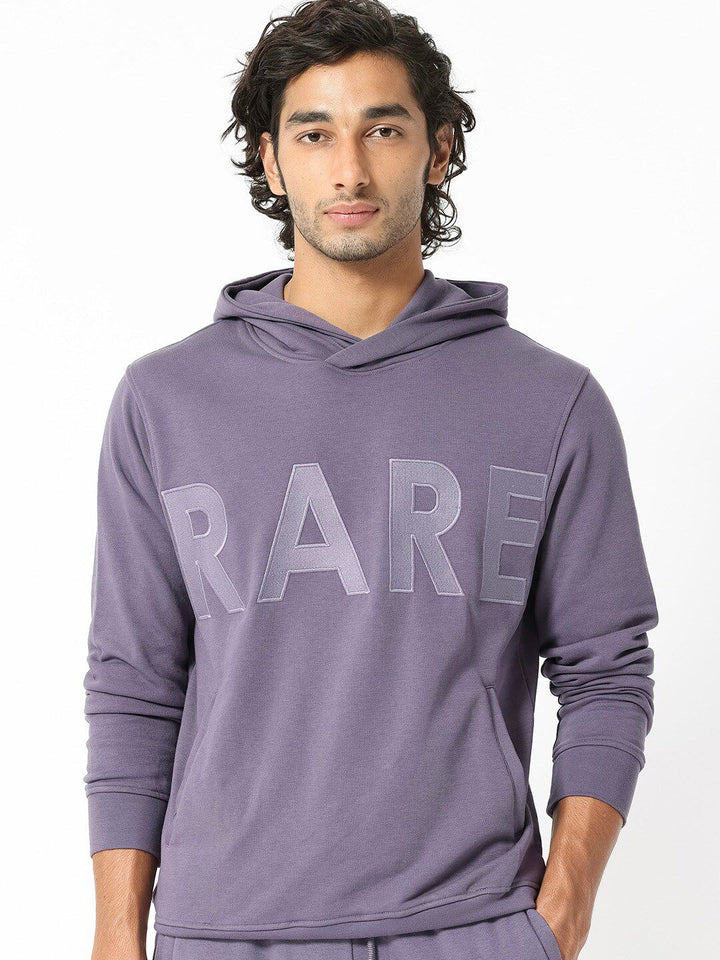 RARE RABBIT Men April Hooded Typography Printed Sweatshirt