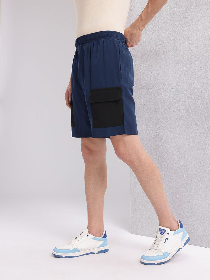 HRX by Hrithik Roshan Men Colourblocked Mid-Rise Cargo-Style Lifestyle Shorts