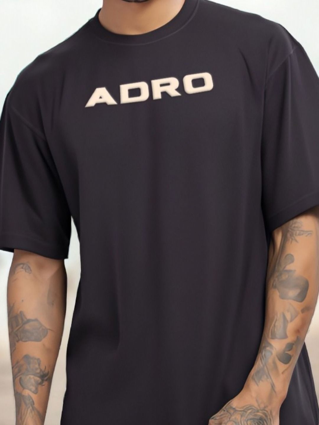ADRO Graphic Printed Drop-Shoulder Sleeves Cotton Oversized T-shirt