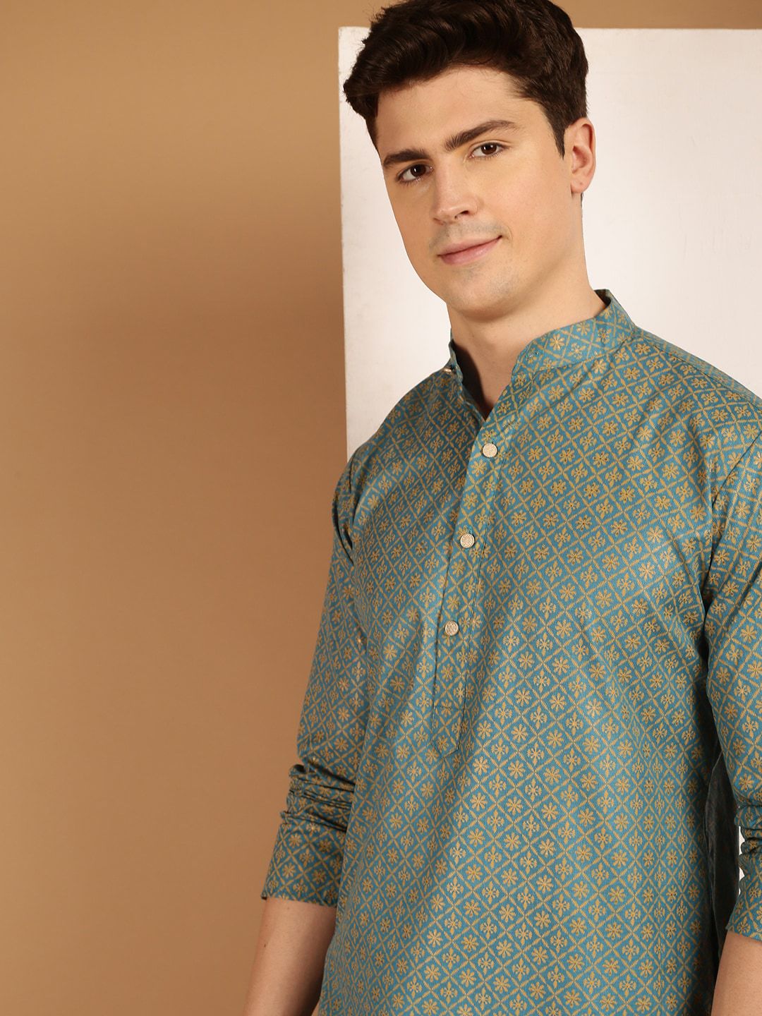 SOJANYA Ethnic Woven Design Cotton Linen Kurta