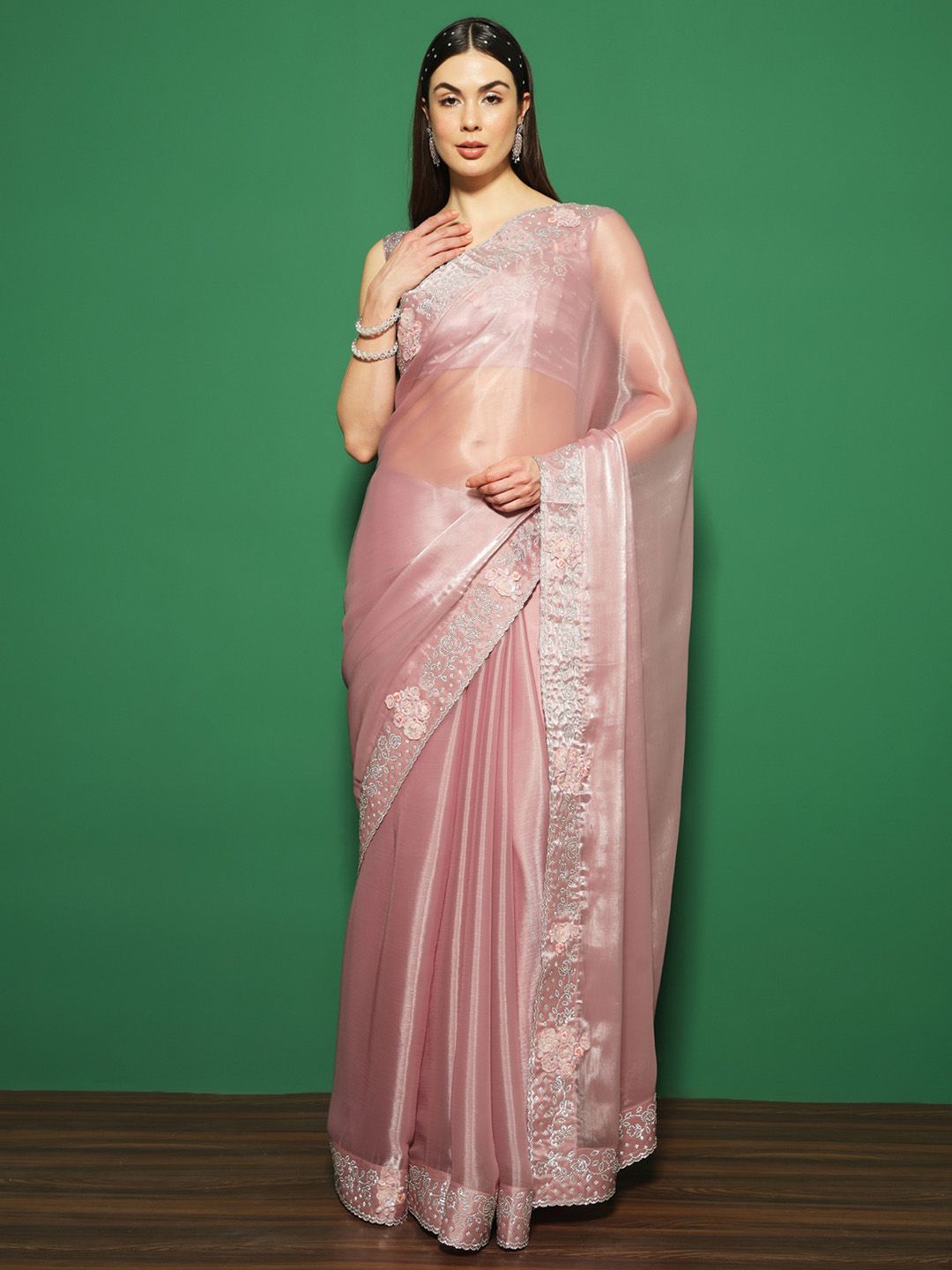 Saree mall Beads and Stones Organza Sarees