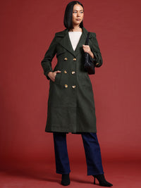 all about you Notched Lapel Collar Longline Trench Coat
