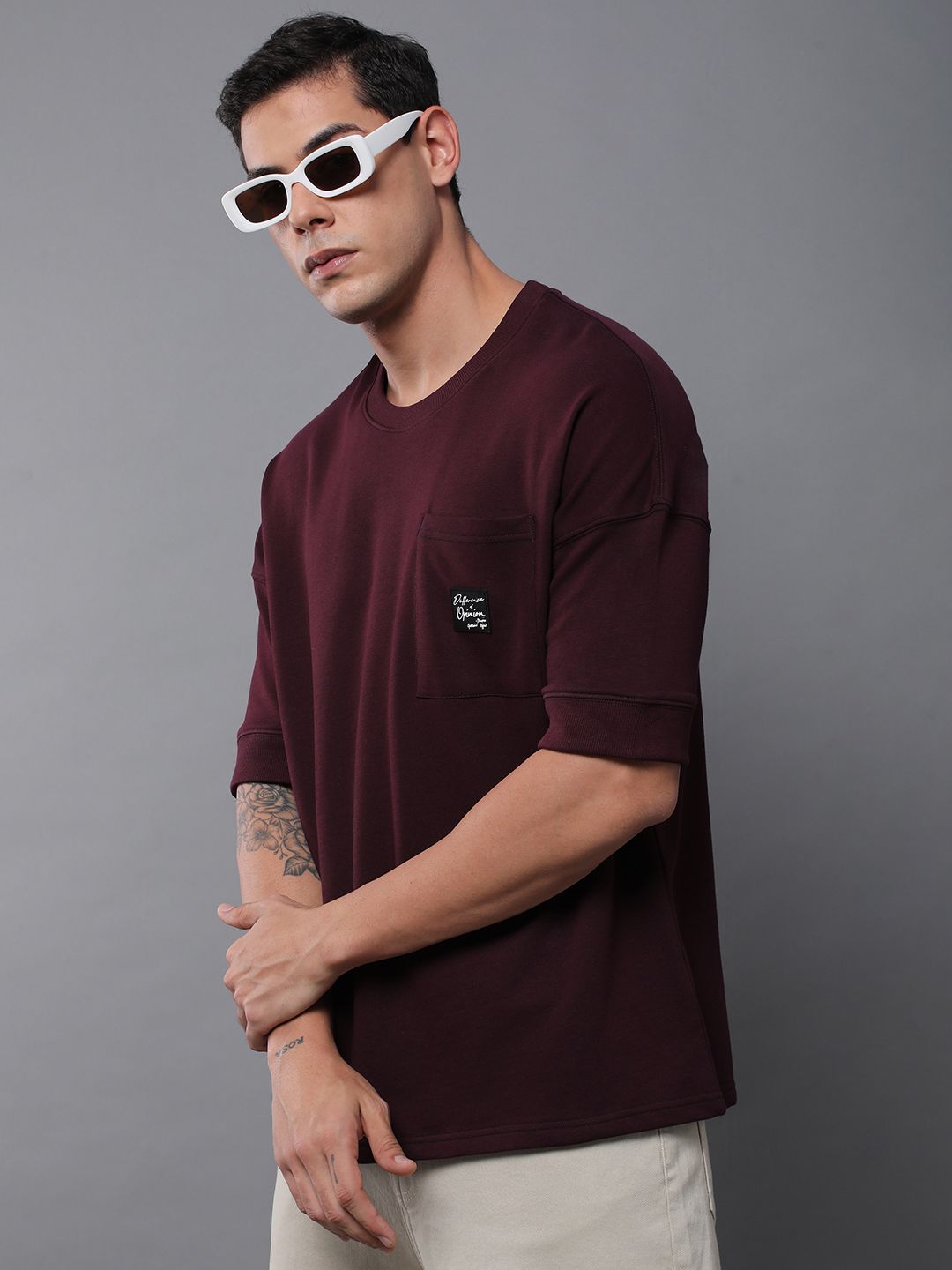 Difference of Opinion Men Oversized Drop Shoulder Ultra Soft Drapey Cotton T-Shirt
