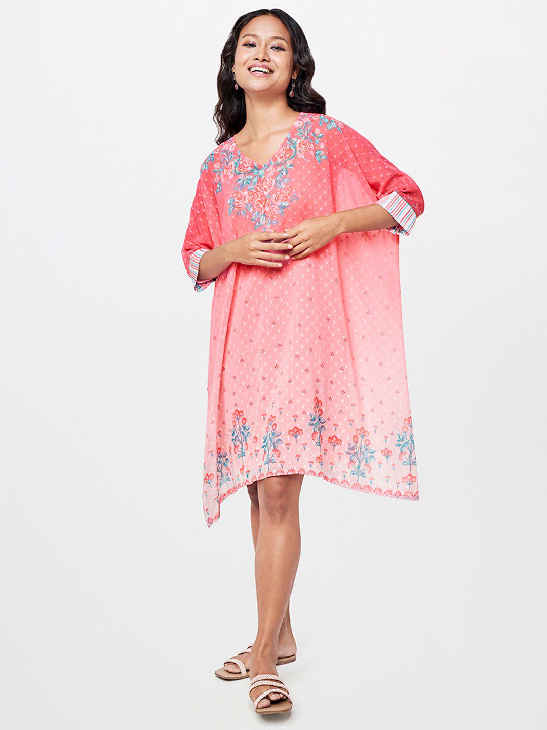 Global Desi V-Neck Printed Dress