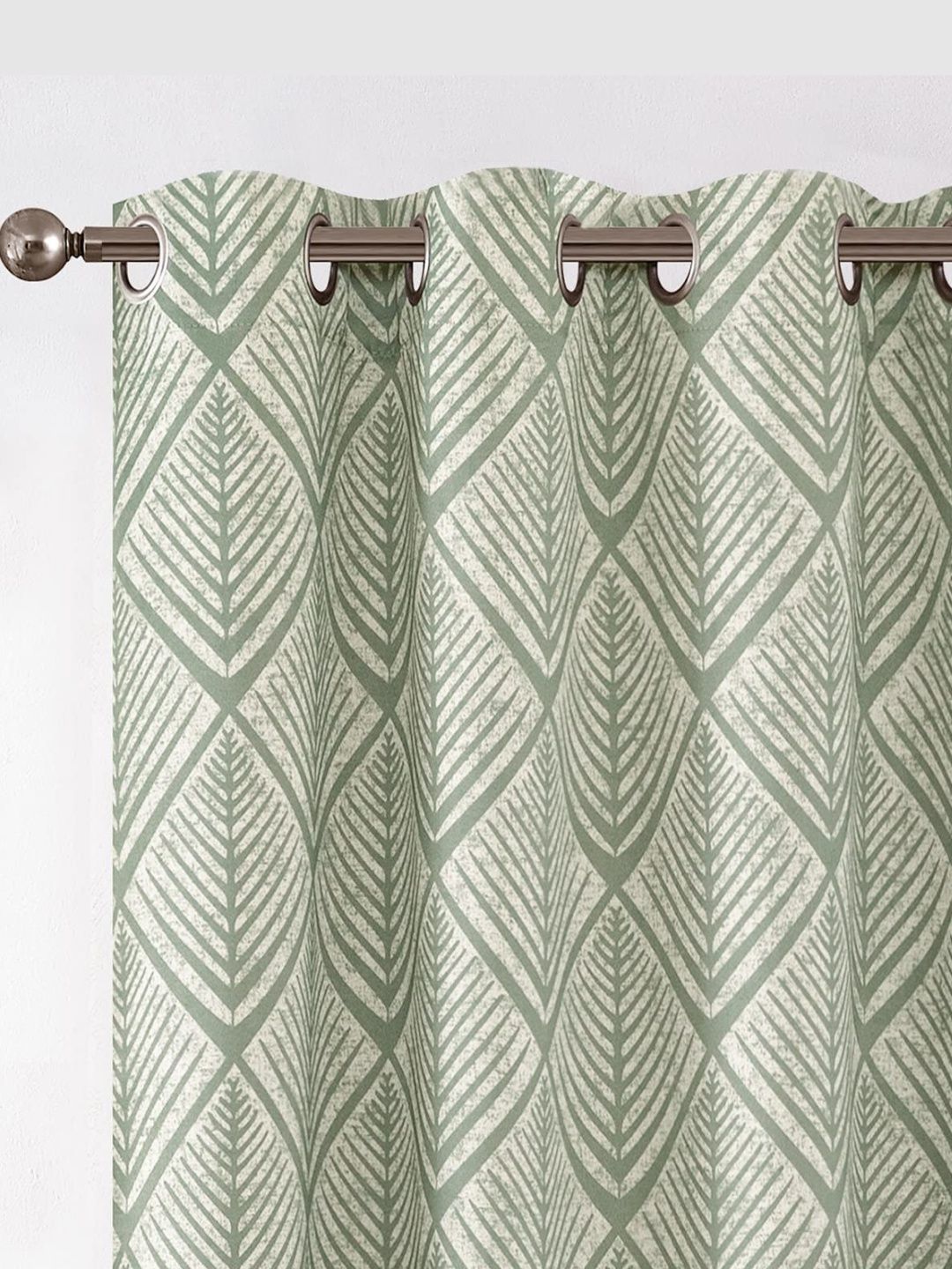 URBAN SPACE Green & Off White Black Out Door Curtain