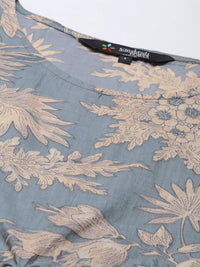 SANSKRUTIHOMES Women Blue & Beige Printed Cotton Night suit