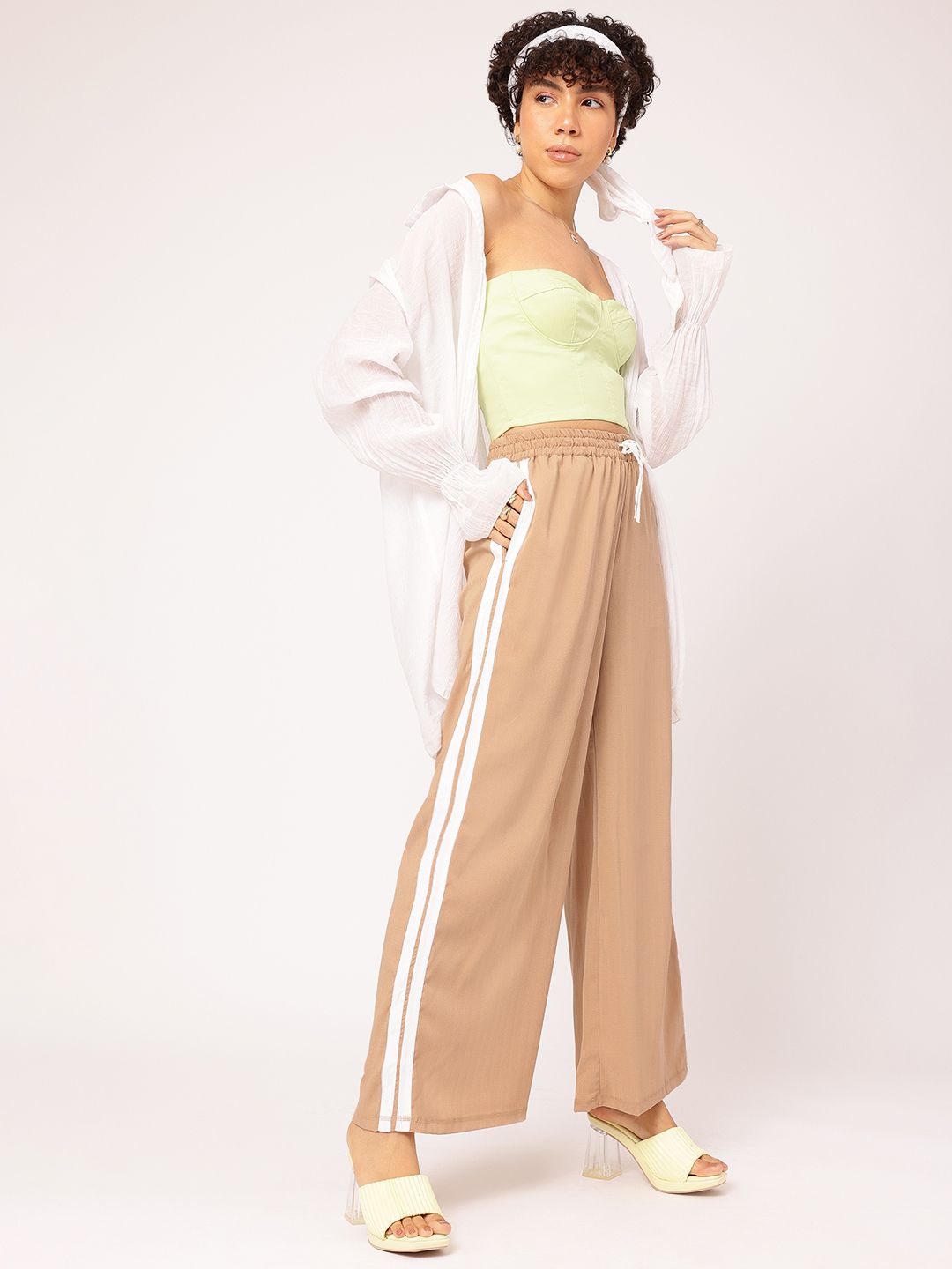 DressBerry Women Street Savvy Bold Lines High-Rise Parallel Trousers