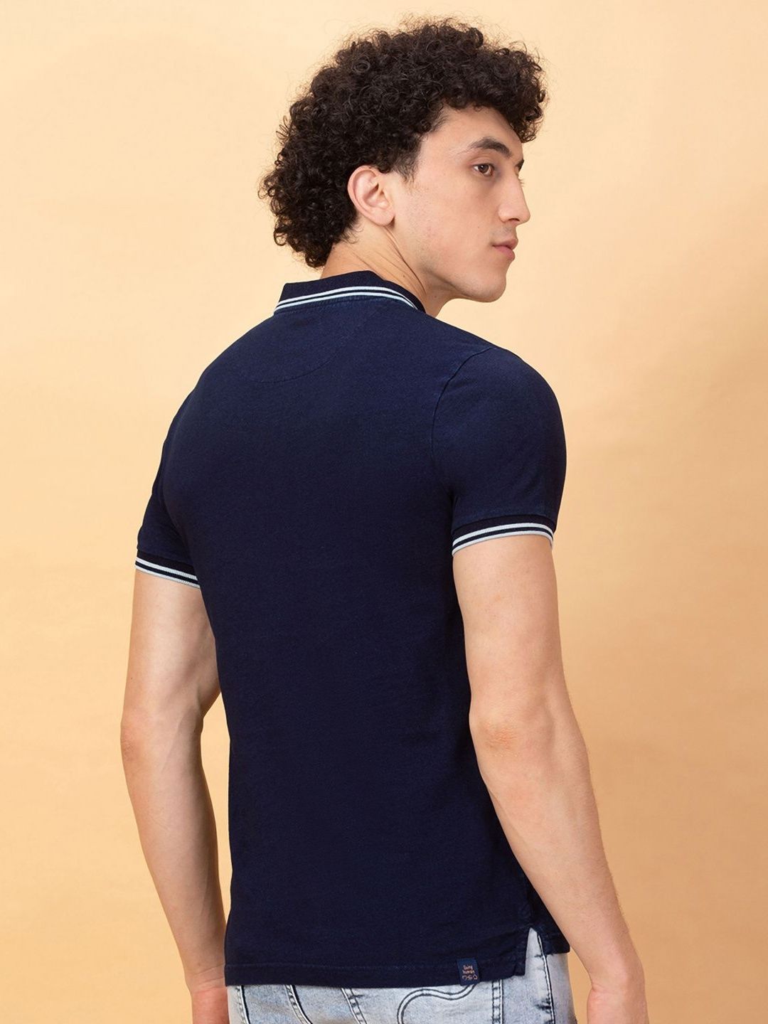 Being Human Men Colourblocked Polo Collar Applique T-shirt