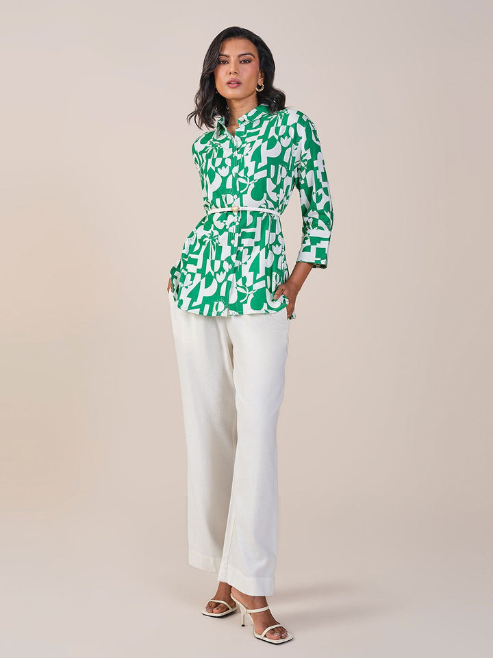 AND Abstract Printed Shirt Style Top