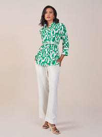 AND Abstract Printed Shirt Style Top