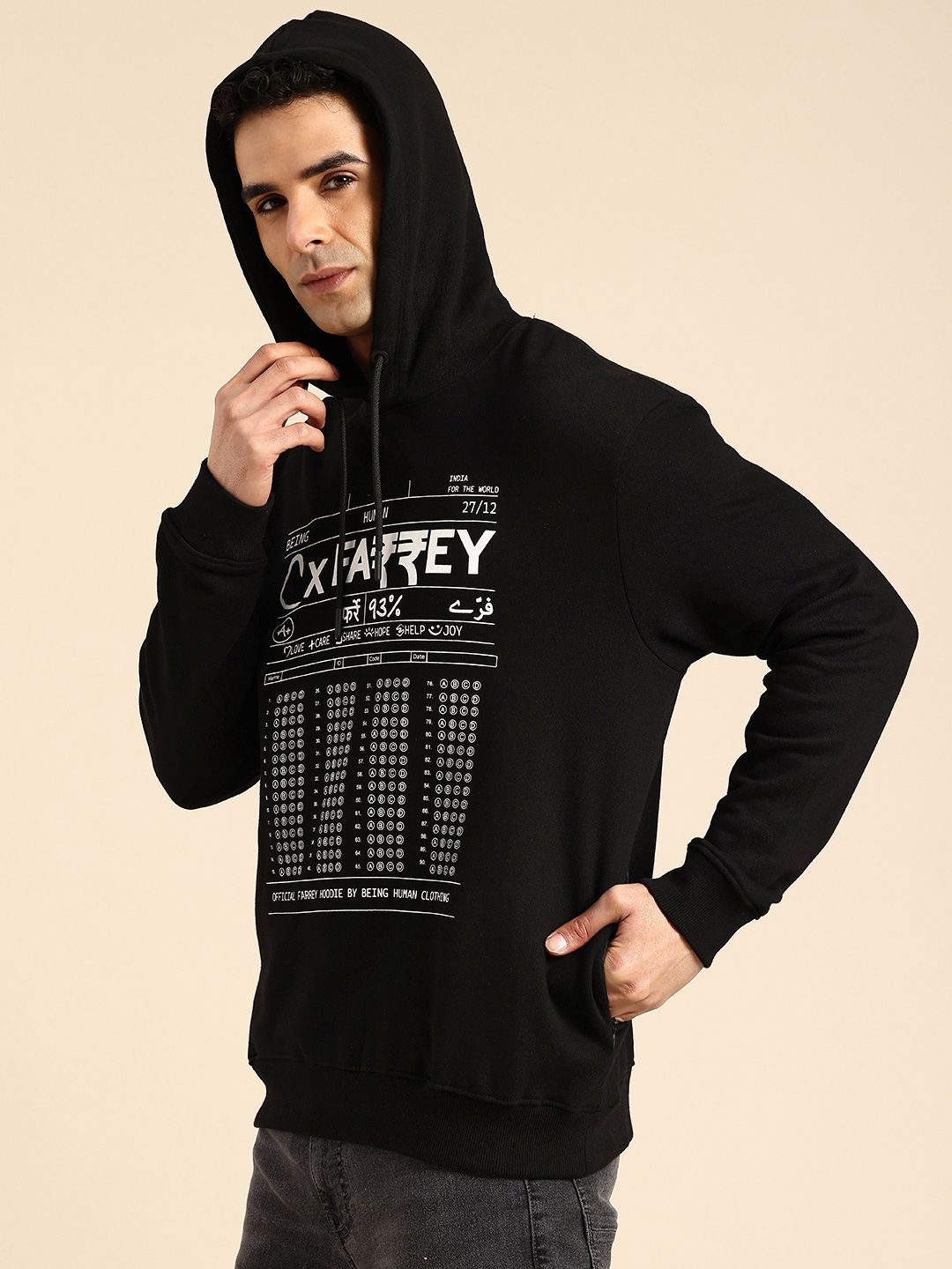 Being Human Men Printed Pure Cotton Hooded Sweatshirt
