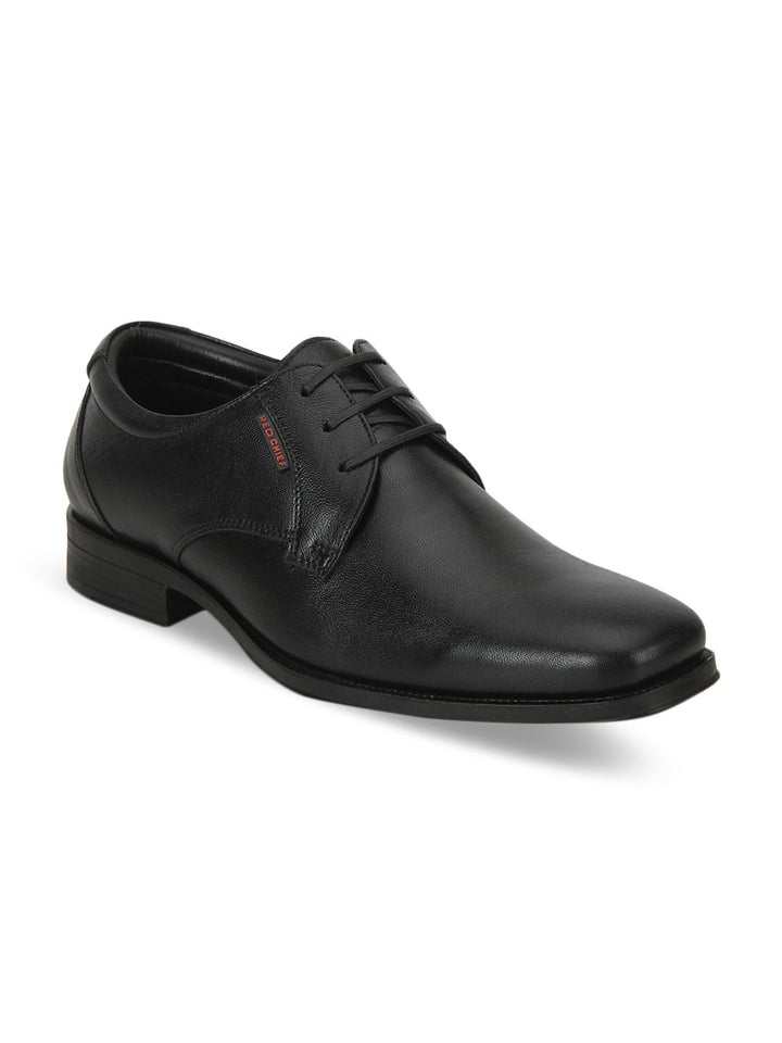 Red Chief Men Black Solid Leather Formal Derbys