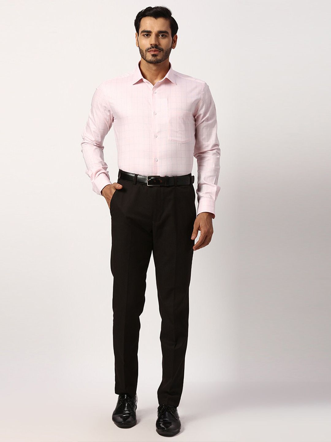 Park Avenue Slim Fit Grid Tattersall Checks Cotton Formal Shirt