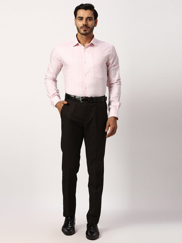 Park Avenue Slim Fit Grid Tattersall Checks Cotton Formal Shirt