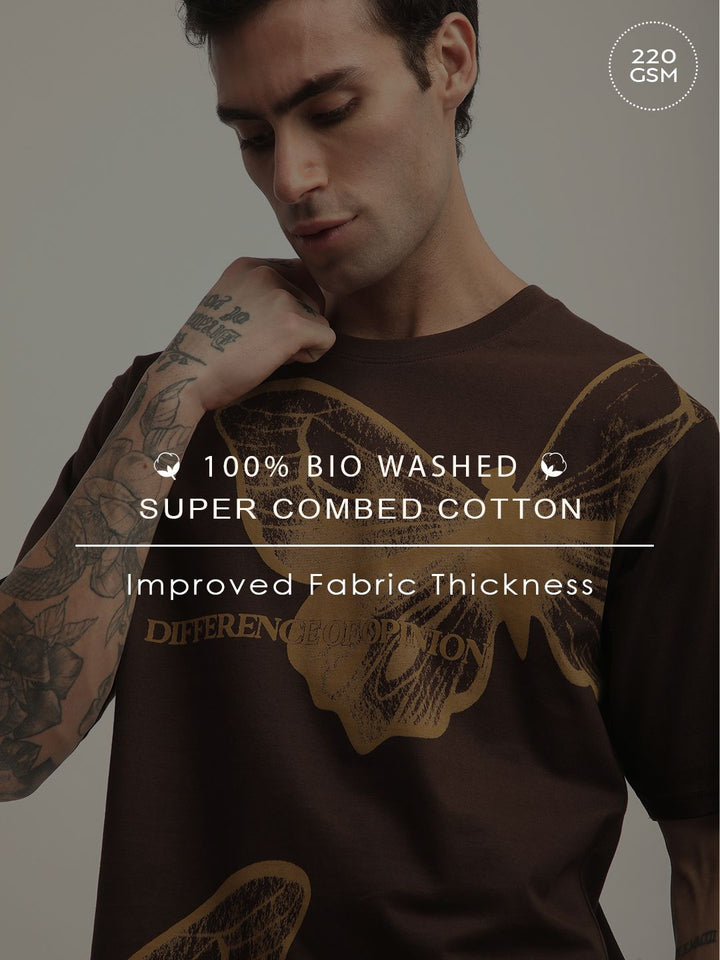 Difference of Opinion Men Short Sleeve Oversized Crew Neck Printed Tshirt