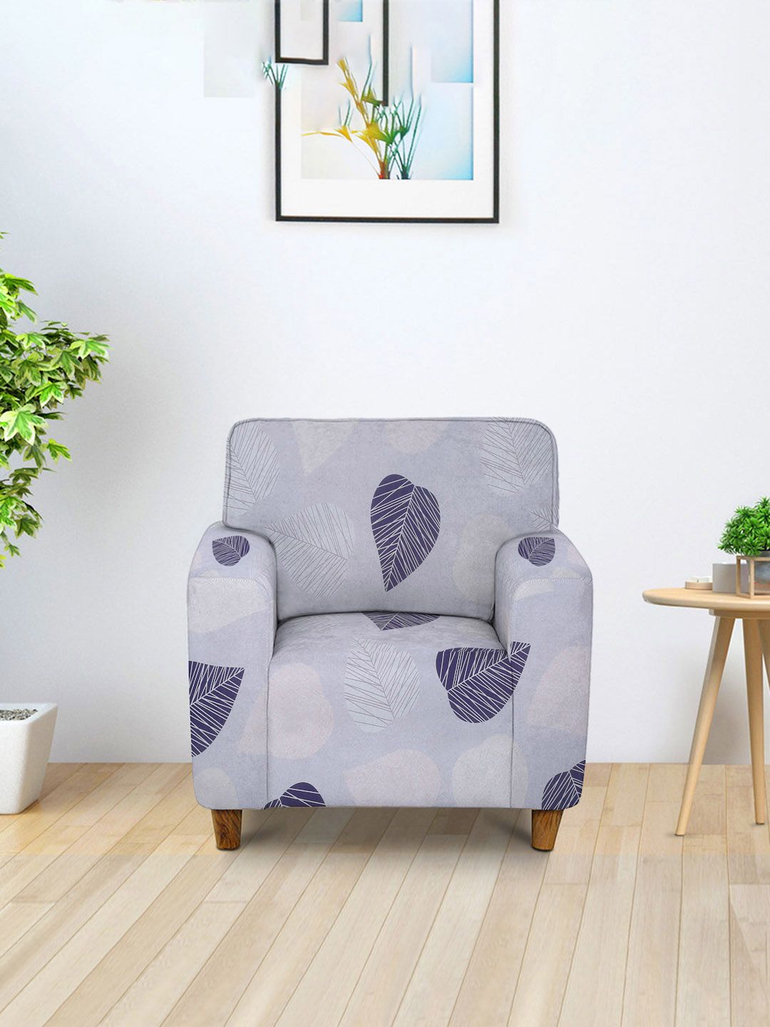 Cortina Lavender & Black Quirky-Printed Single-Seater Sofa Covers