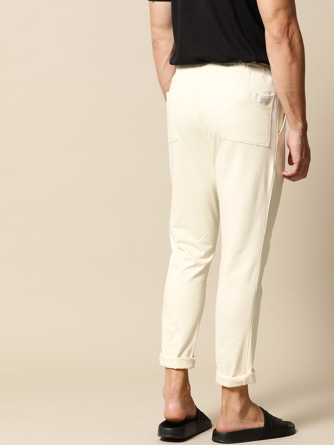 Mr Bowerbird Men Off-White Tailored Fit Solid Regular Trousers