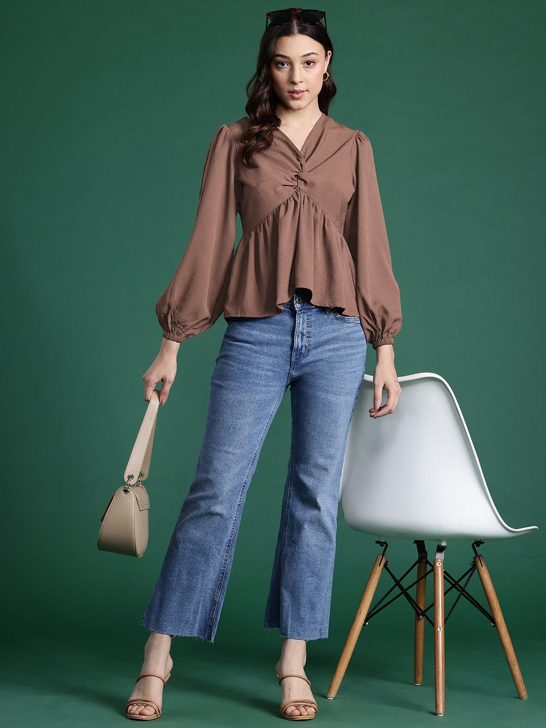 DressBerry Puff Sleeve Twisted Empire Top