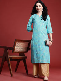 Anouk Floral Print Cotton Straight Kurta