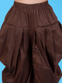 VASTRAMAY Infant Beige & Coffee Brown Woven-Design Sherwani Set