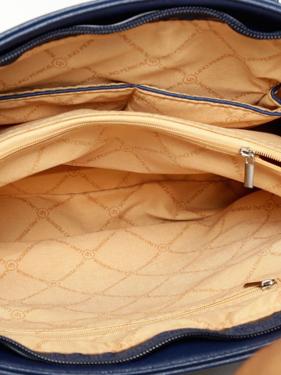Lino Perros Navy Blue Solid Laptop Bag