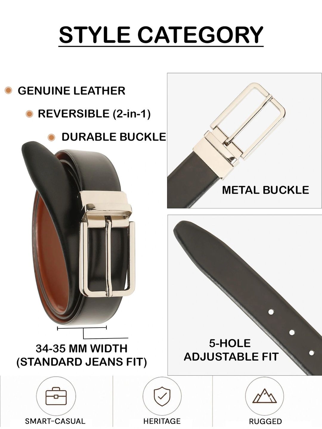 Teakwood Leathers Men Leather Reversible Formal Belt