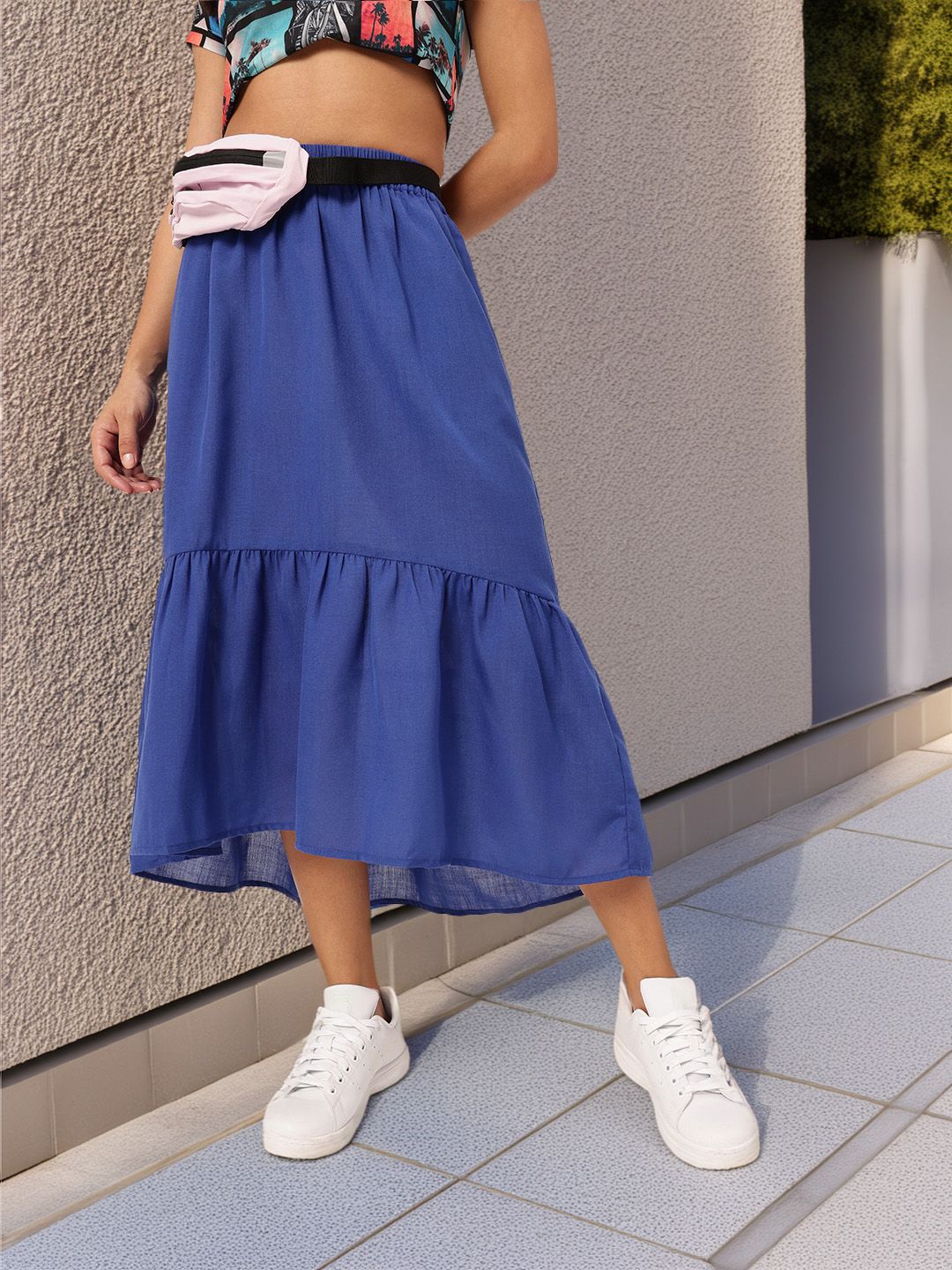 DressBerry Women Effortlessly Chic Gathered A-line Midi Skirt