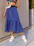 DressBerry Women Effortlessly Chic Gathered A-line Midi Skirt