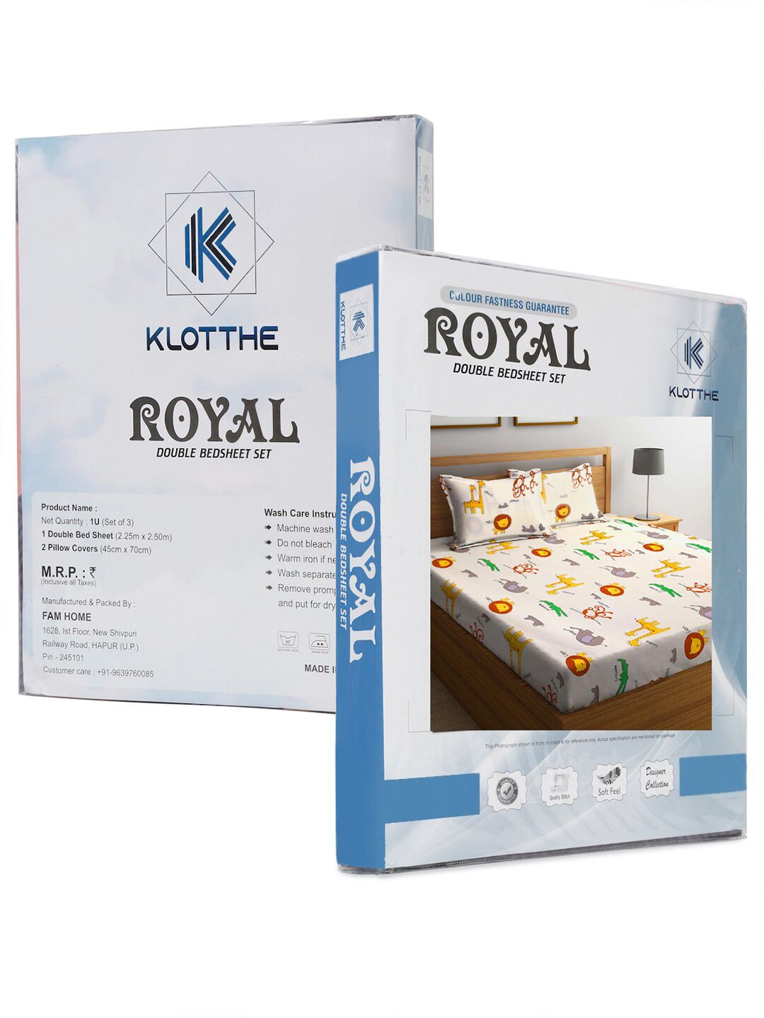 KLOTTHE Cartoon Print 300 TC Double King Bed Sheet with 2 Pillow Covers