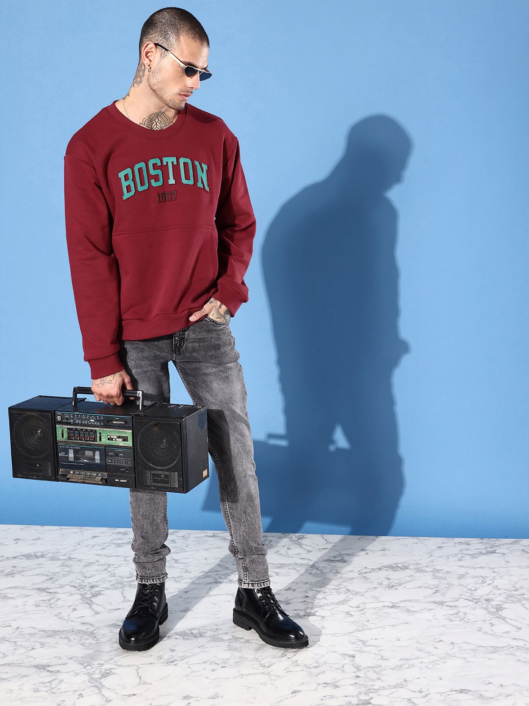 DILLINGER Men Typography Printed Oversized Sweatshirt