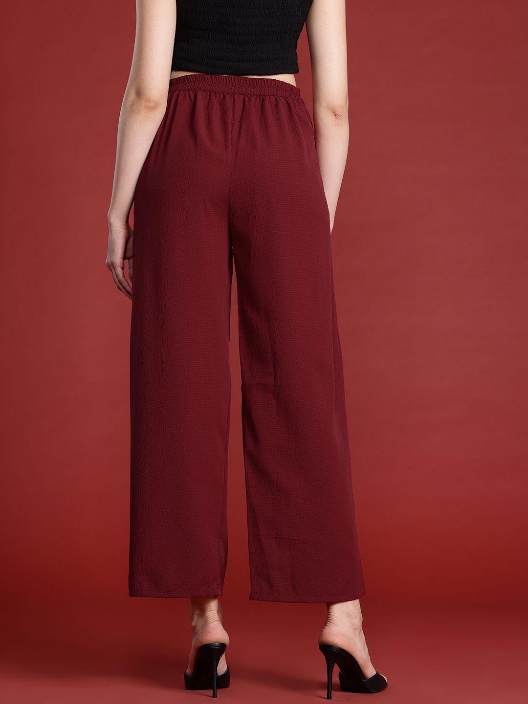 all about you Women Textured Pleated Trousers with Belt