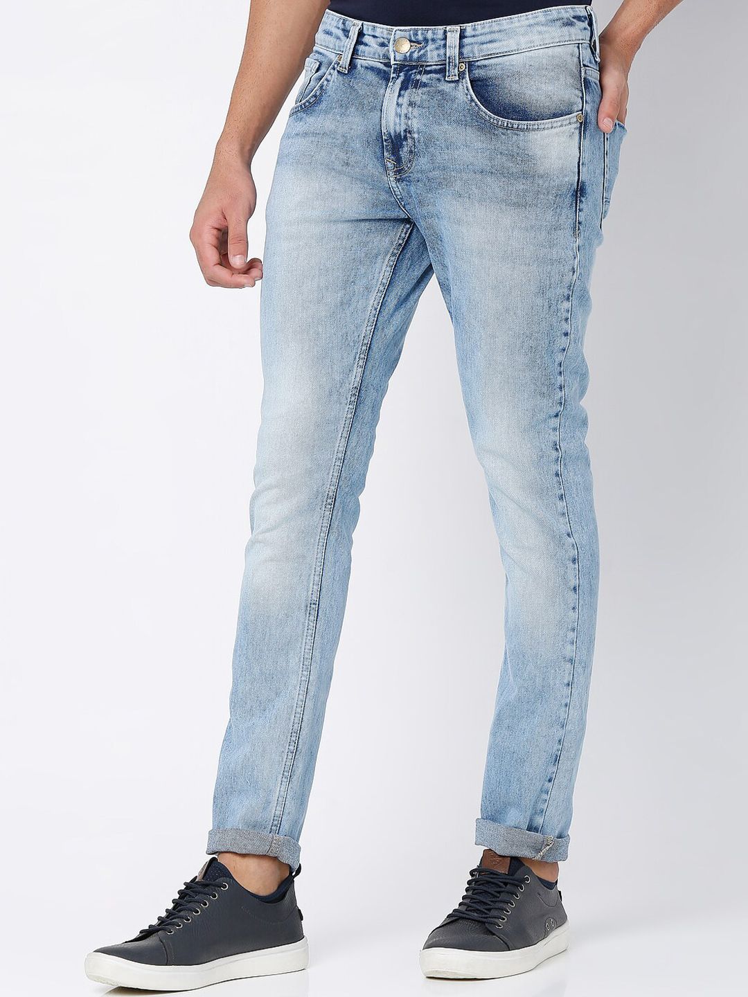 SPYKAR Men Blue Slim Fit Low-Rise Heavy Fade Jeans