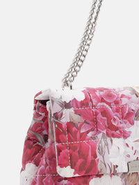 Lino Perros Floral Printed Structured Shoulder Bag with Quilted Detail