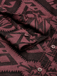 The Indian Garage Co Self Design Geometric Jacquard Relaxed Fit Shirt