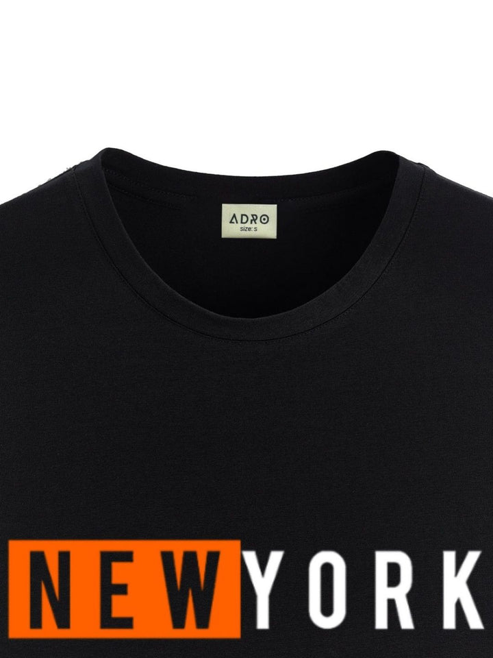 ADRO Men Typography Printed Raw Edge T-shirt