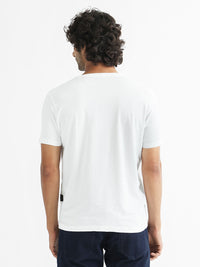 RARE RABBIT Men White Printed Pure Cotton Slim Fit T-shirt