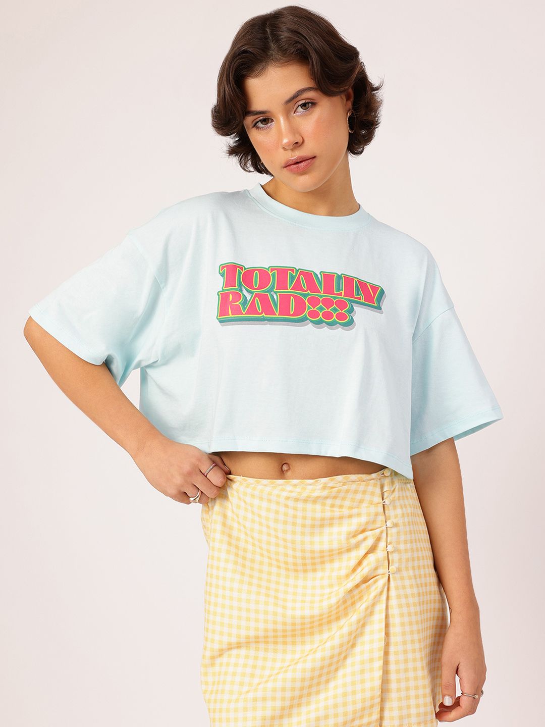DressBerry Swag Infuser Slang Printed Boxy Crop Tee