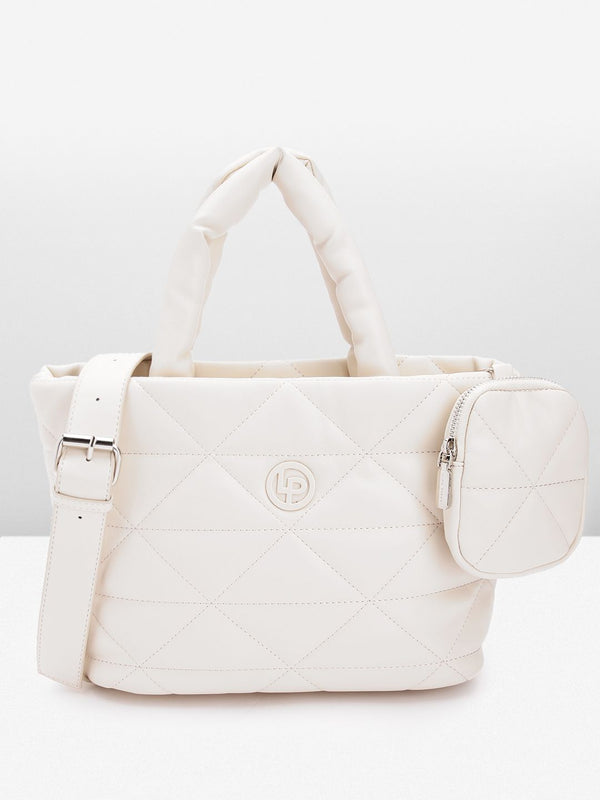 Lino Perros Women Geometric Textured Structured Handheld Bag with Quilted Detail