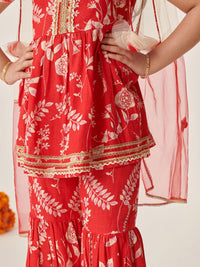 pspeaches Girls Ethnic Motifs Printed Gotta Patti Kurta Sets With Dupatta